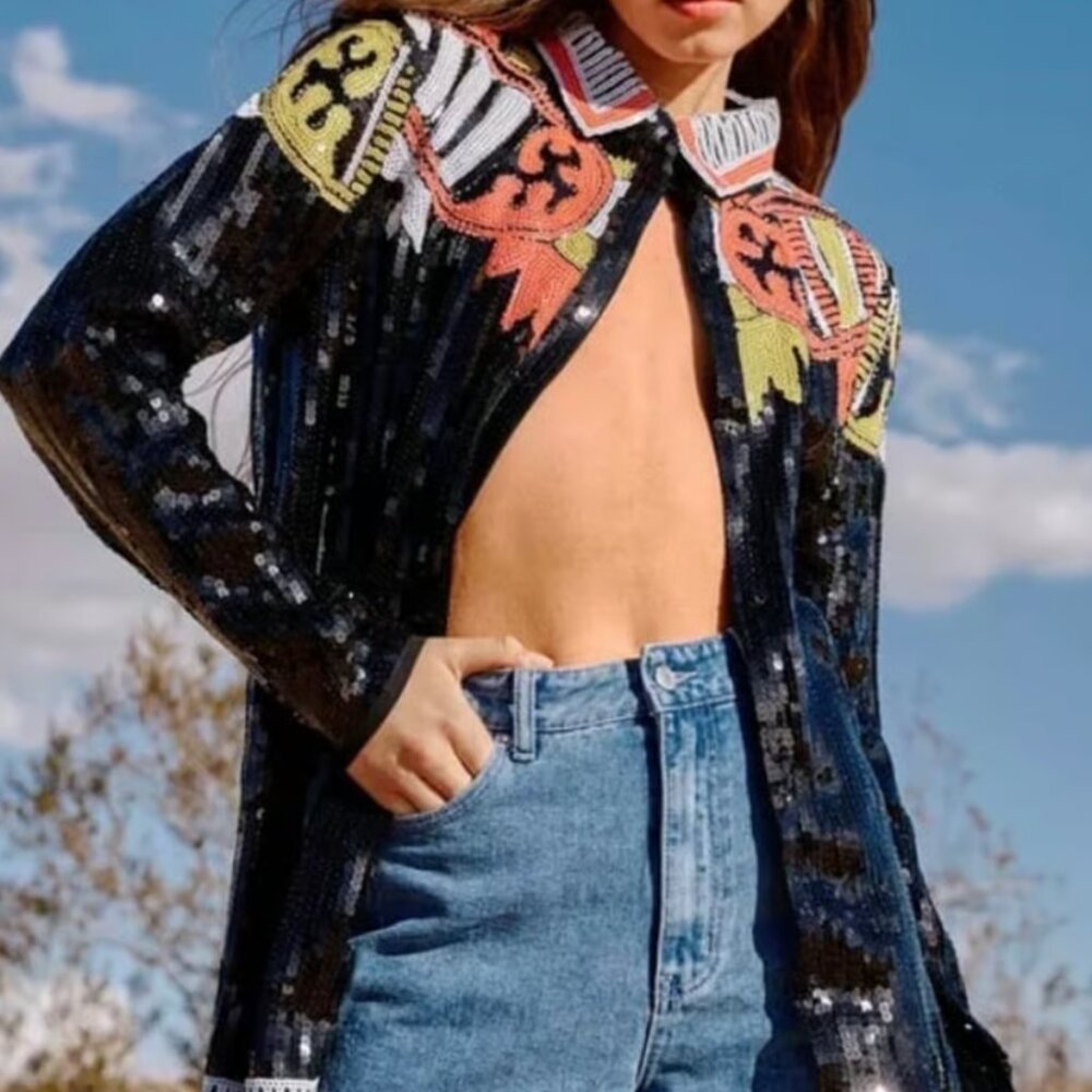 NWT NASTY GYAL COUNTRY STAR SEQUIN SHIRT SIZE US14